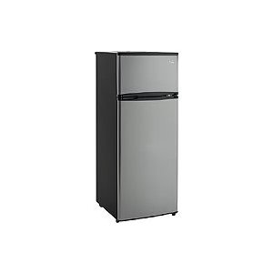 Avanti RA752PST 7.5 cu. ft. Apartment Size Top Freezer Refrigerator, Glass Shelves, Euro Style Design, Black, Platinum Doors