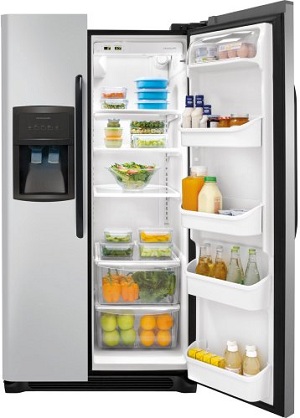 Frigidaire FFHS2313LM 22.6 cu. ft. Side By Side Refrigerator, 3 Glass SpillSafe Shelves, Ready-Select Controls, PureSource 3 Water Filtration, Energy Saver Plus, Control Lock Option