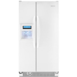 KitchenAid Architect II KSCK25FVWH 24.5 cu. ft. Counter-Depth Side by Side Refrigerator, Gallon Door Storage, Humidity-Controlled Crisper, External Ice/Water Dispenser with PuR Filtration System, White
