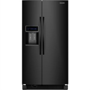 KitchenAid Architect II KSRJ25FXBL 25.6 cu. ft. Side by Side Refrigerator, Adjustable SpillClean Glass Shelves, In-Door-Ice, External Ice/Water Dispenser with LCD Display, Black