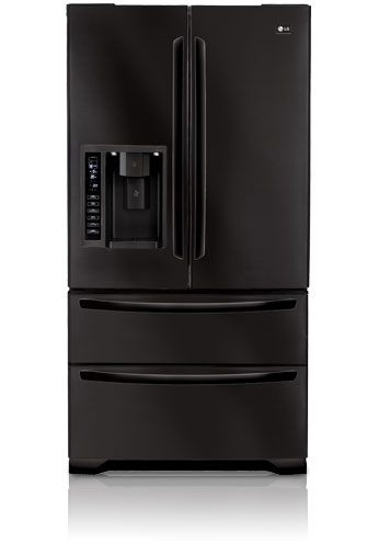 LG LMX25984SB 24.7 cu. ft. French Door Refrigerator, 4 Spill Protector Glass Shelves, 4 Compartment Crisper, External Ice/Water Dispenser and Double Freezer Drawers, Smooth Black