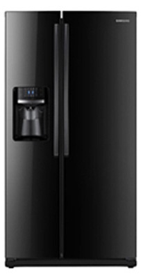 Samsung RS261MDBP 26 cu. ft. Side by Side Refrigerator, 4 Tempered Glass Spill Proof Shelves, Power Freeze/Cool Options, LED Lighting, Compact Icemaker, Door Alarm, External Ice/Water Dispenser