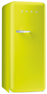 Smeg FAB28UVE 9.22 cu. ft. 50's Style Refrigerator, Antibacterial Interior, Ice Compartment, Adjustable Glass Shelves: Lime Green