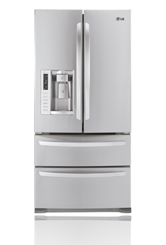 LG LMX25988ST 24.7 cu. ft. French Door Refrigerator, Double Freezer Drawers, Glide N' Serve Drawer, Energy Star Qualified, External Water/Ice Dispenser, Stainless Steel