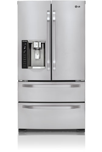 LG Studio LSMX214ST 20.5 cu. ft. Counter-Depth French Door Refrigerator, 4 Compartment Crisper, External Ice/Water Dispenser, Double Freezer Drawers