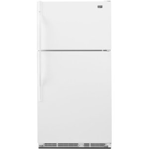 Maytag M1TXEGMYW 20.6 cu. ft. Top-Freezer Refrigerator with SpillMizer Glass Shelves, Humidity-Controlled Crisper, Automatic Moisture Control, Ice Maker and Knob Controls: White