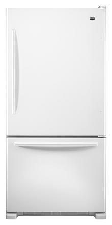 Maytag MBF2258XEW 21.9 cu. ft. Bottom-Freezer Refrigerator, 5 Adjustable Spill-Catcher Glass Shelves, Ice Maker, Glide-Out Freezer Drawer, Energy Star. Electronic Temperature Controls