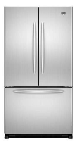 Maytag MFF2558VEM 24.8 cu. ft. French Door Refrigerator, 5 Spill-Catcher Glass Shelves, Dual Cool System, Humidity Controlled Crispers, Beverage Organizer Rack, Ice Maker, Hidden Hinges: Stainless Steel