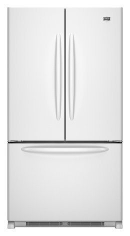 Maytag MFF2558VEW 24.8 cu. ft. French Door Refrigerator, 5 Spill-Catcher Glass Shelves, Dual Cool System, Humidity Controlled Crispers, Beverage Organizer Rack, Ice Maker, Hidden Hinges: White